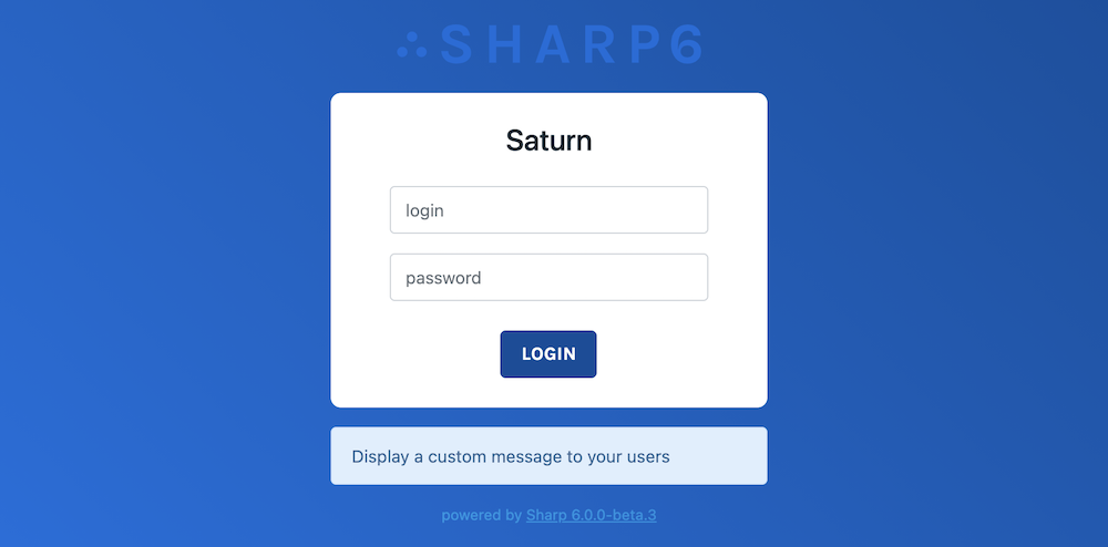 Example of a custom message on login